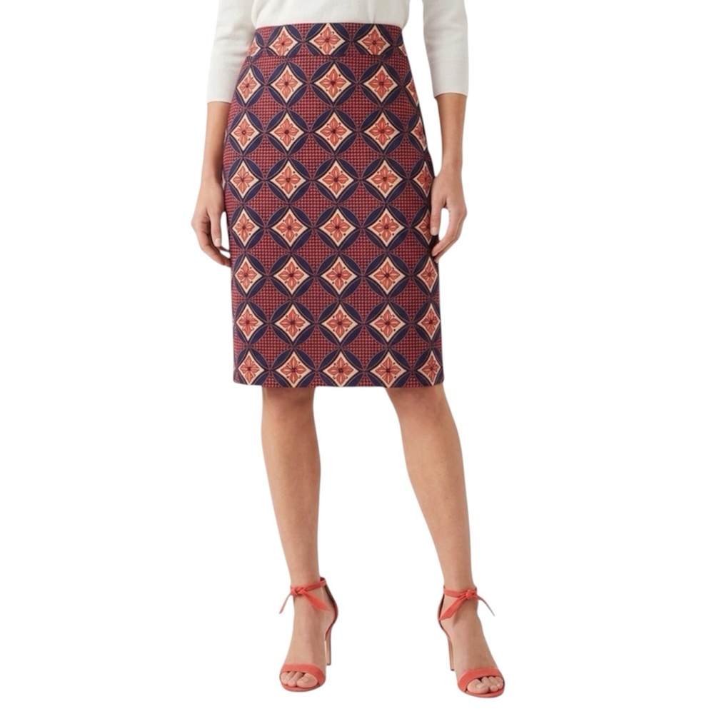Ann Taylor Size 10P Women Skirt Geometric Patterned Pencil Skirt Back Zip